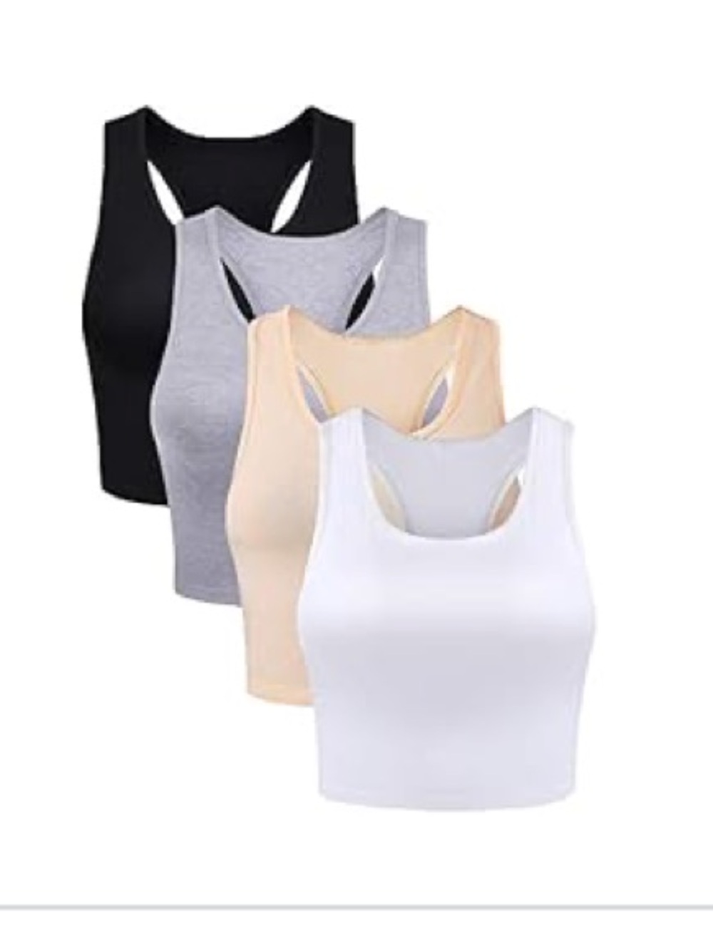 Women's Racerback Tank Top Set - Black, Gray, White, Cream